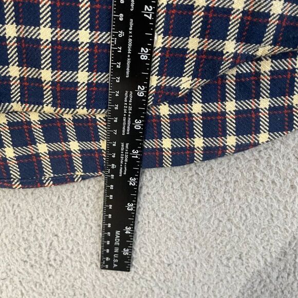 VTG Eddie Bauer shacket Men L Navy Plaid Outdoor Heavy Button Front Flannel - Picture 7 of 9